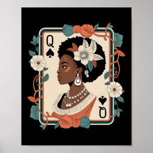 Poster Carte Black Queen Poker Black History Mois Africai