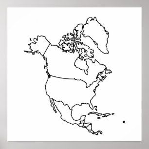 Poster Carte blanche de l'Amérique du Nord