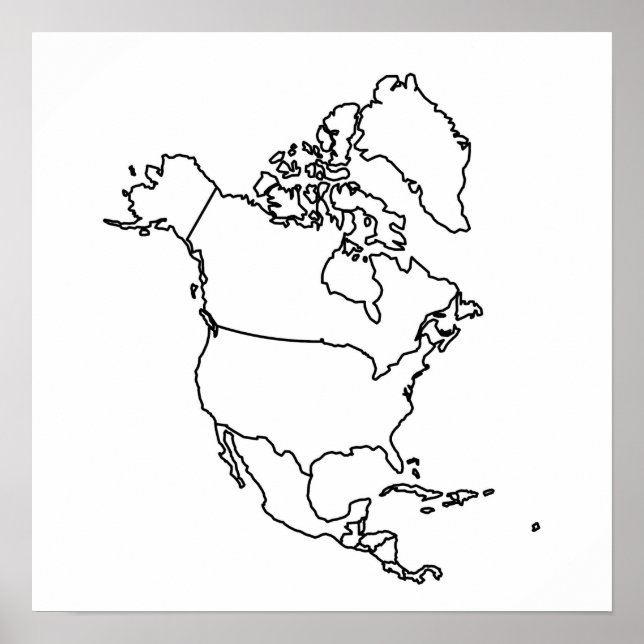 Poster Carte blanche de l'Amérique du Nord (Devant)