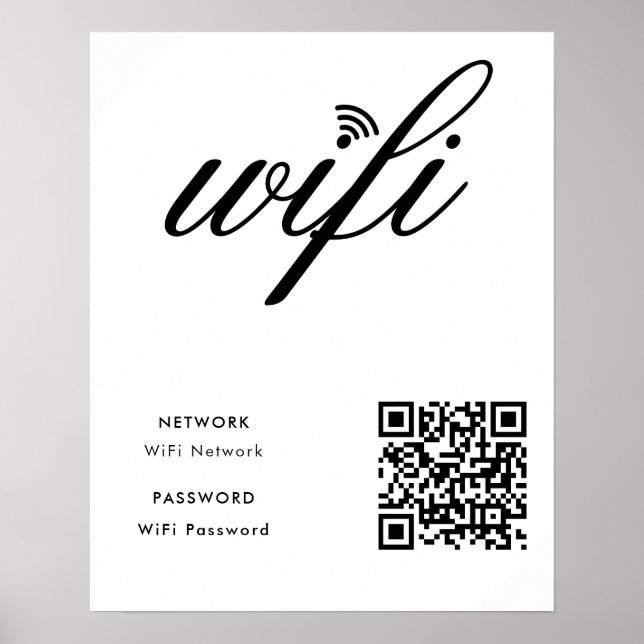 Poster Carte blanche du réseau Wifi de marque personnalis (Devant)