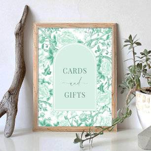 Poster Carte blanche verte & cadeaux Élégante Chinoiserie