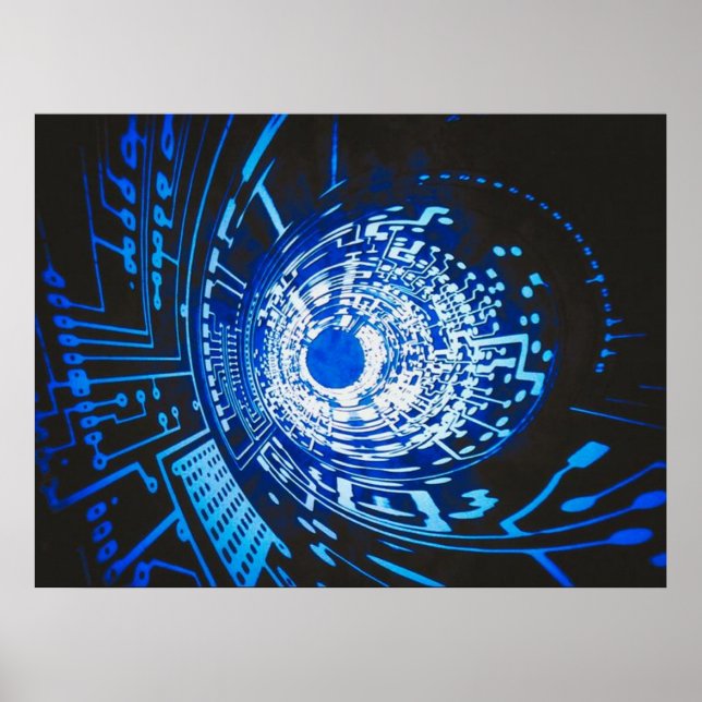 Poster Carte bleue Abstraite (Devant)
