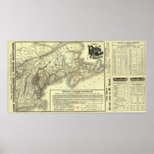 Poster Carte Boston et chemin de fer 2 du Maine