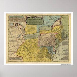 Poster Carte britannique de l'Amérique de colonies - 1771