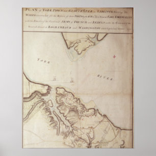 Poster Carte britannique du siège de Yorktown, 1781