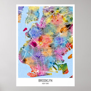 Poster Carte Brooklyn New York