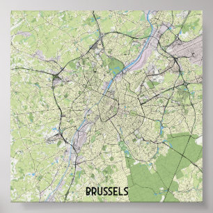 Poster Carte Bruxelles