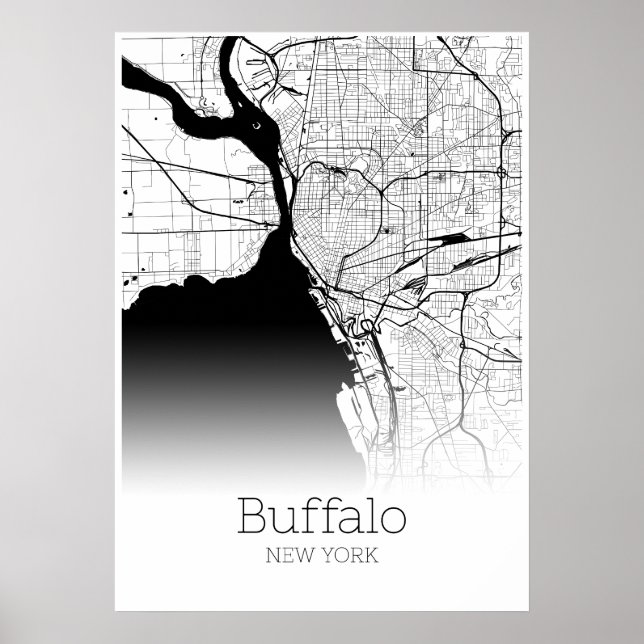 Poster Carte Buffalo - New York - Carte de la ville Poste (Devant)