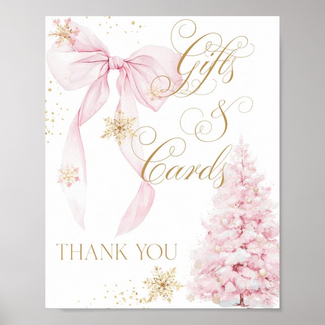 Poster Carte cadeau Pink Bow Cold OutBaby shower (Devant)