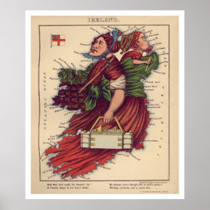 Poster Carte caricature Irlande 1868