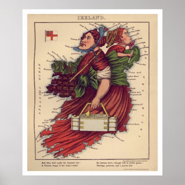 Poster Carte caricature Irlande 1868 (Devant)