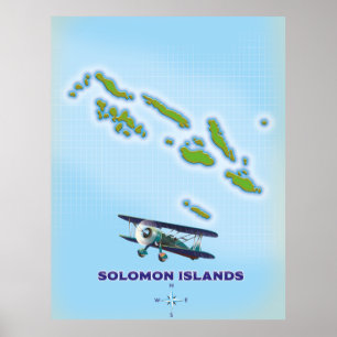 Poster Carte cartographique des îles Salomon.