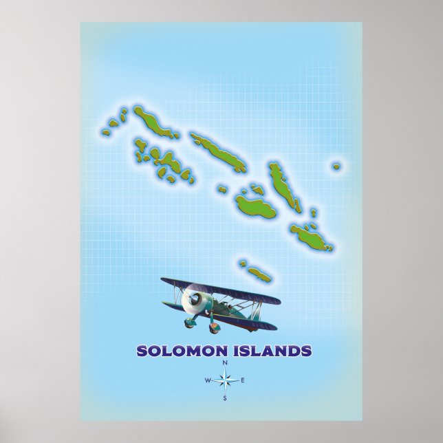 Poster Carte cartographique des îles Salomon. (Devant)