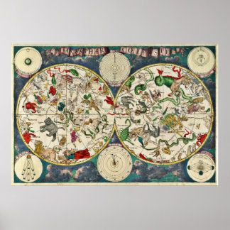Poster Carte céleste du 17ème siècle