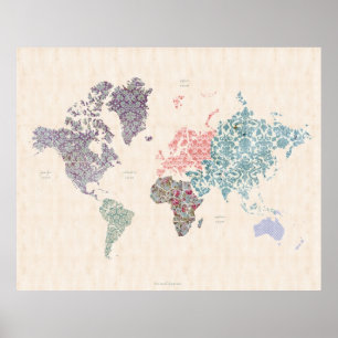 Poster Carte chic minable de voyage du monde