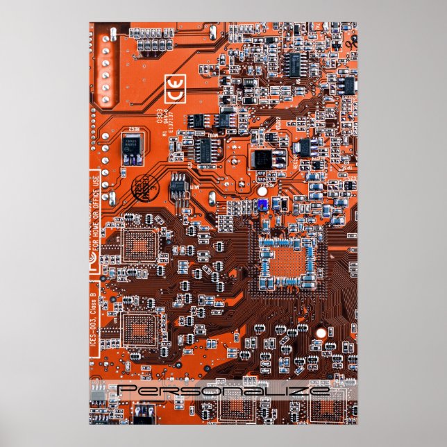Poster Carte circuit imprimé circuit orange PCB (Devant)