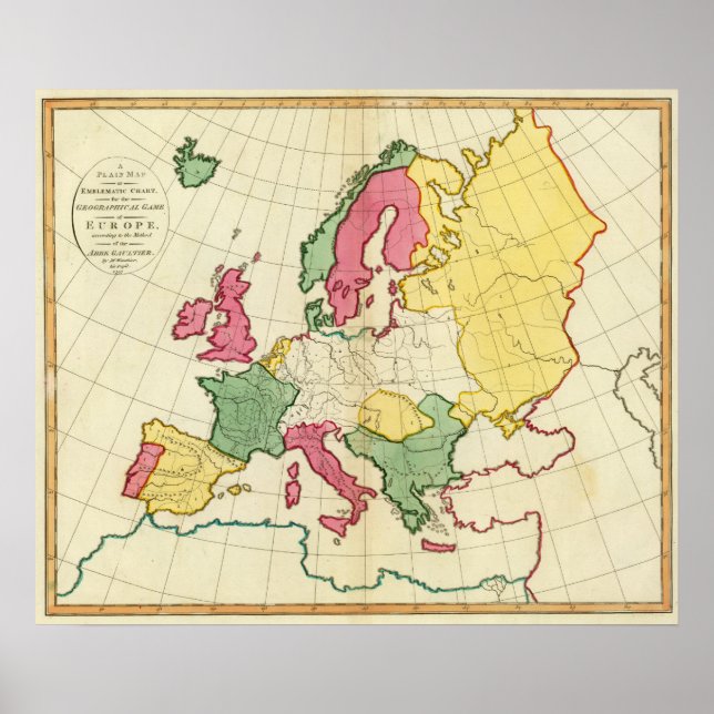 Poster Carte claire Europe (Devant)