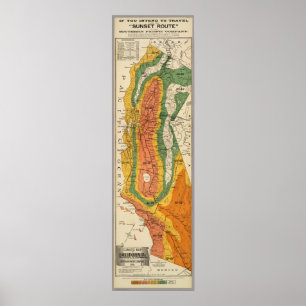 Poster Carte climatique de Californie