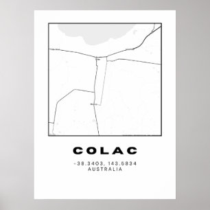Poster Carte Colac minimaliste avec coordonnées