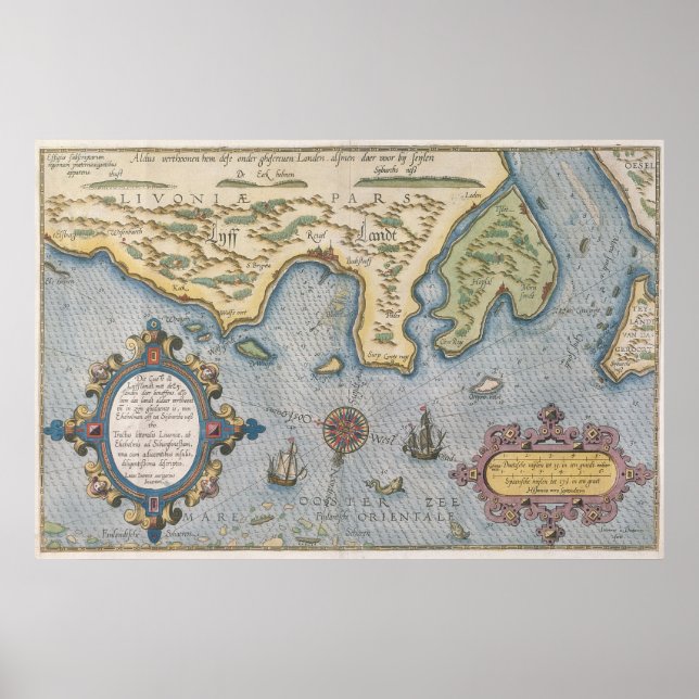 Poster Carte commerciale néerlandaise de la mer Baltique (Devant)