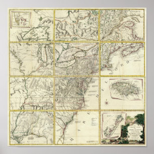 Poster Carte composite des États-Unis