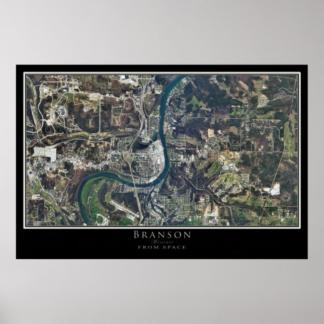 Poster Carte d'affichage satellite Branson Missouri (Devant)