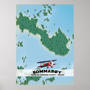 Poster carte d'affiche de voyage de Sommarøy Norvège