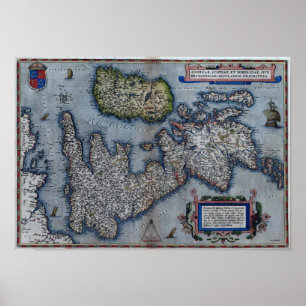 Poster Carte d'Angleterre du XVIe siècle