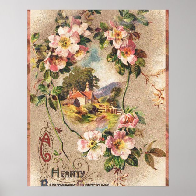 Poster Carte d'anniversaire vintage (Devant)