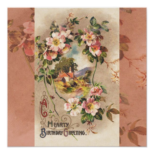 Poster Carte d'anniversaire vintage (Devant)