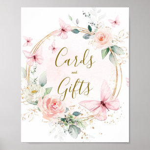 Poster Carte d'aquarelle papillon et signe cadeau