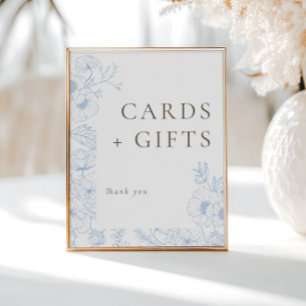 Poster Carte d'art et cadeaux de la ligne Florale Bleue