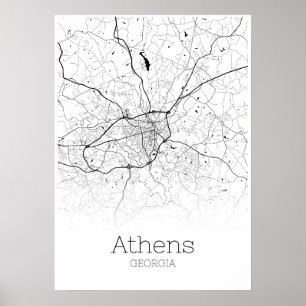 Poster Carte d'Athènes - Géorgie - Carte de la ville