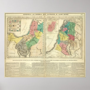 Poster Carte d'atlas de Canaan - de l'Israël