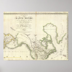 Poster Carte d'atlas de l'Amérique du Nord