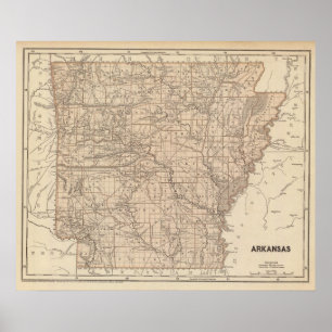 Poster Carte d'atlas de l'Arkansas