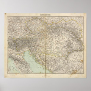 Poster Carte d'atlas de l'Autriche