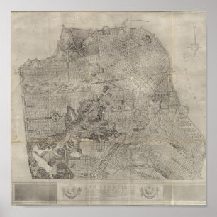 Poster Carte d'atlas de plan de San Francisco