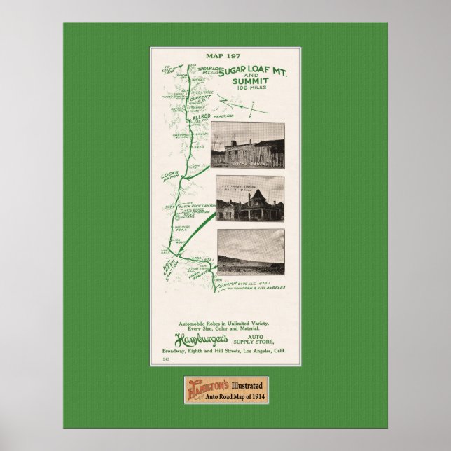 Poster Carte de 1914, Pain de sucre Mt à Hot Creek Range (Devant)