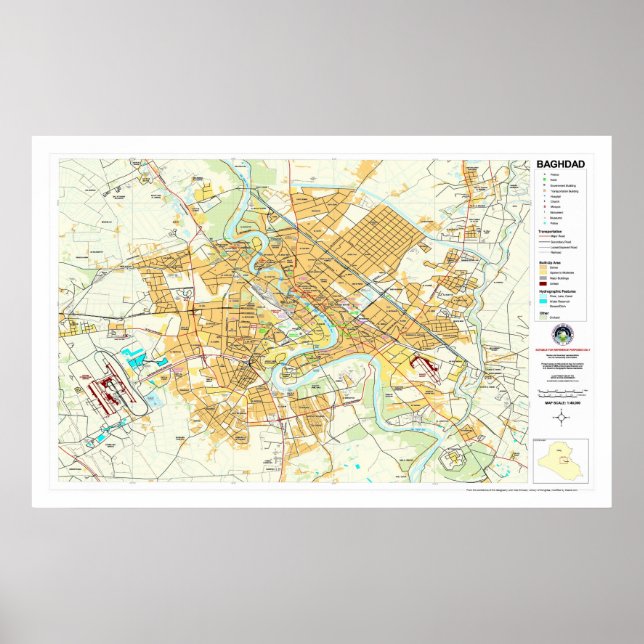 Poster Carte de Bagdad City Iraq - 2003 (Devant)