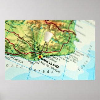 Poster Carte de Barcelone, Espagne