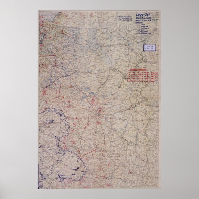 Poster Carte de bataille 2ÈME GUERRE MONDIALE allemande ! (Devant)
