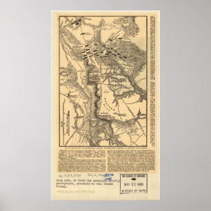 Poster Carte de bataille de Malvern Hill