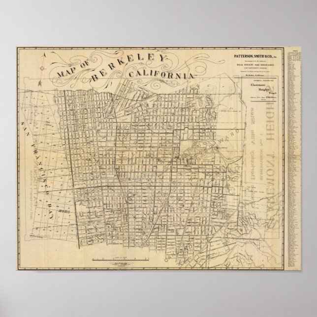 Poster Carte de Berkeley, Californie (Devant)
