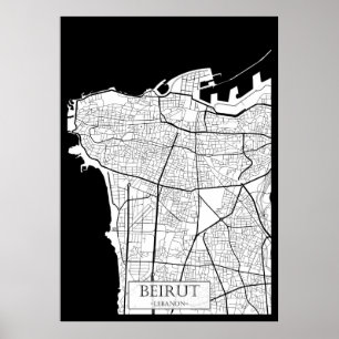 Poster Carte de Beyrouth Liban