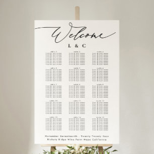 Poster Carte de bienvenue du Mariage de calligraphie blan