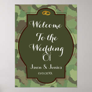 Poster Carte de bienvenue du mariage mariage de l'Armée
