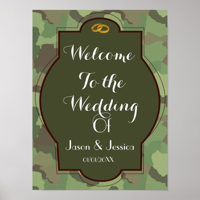 Poster Carte de bienvenue du mariage mariage de l'Armée (Devant)