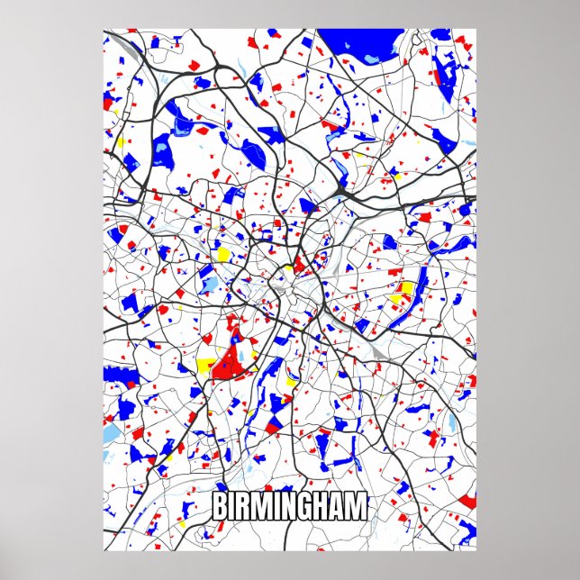 Poster Carte de Birmingham (Devant)