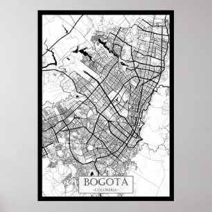 Poster Carte de Bogotá Colombie
